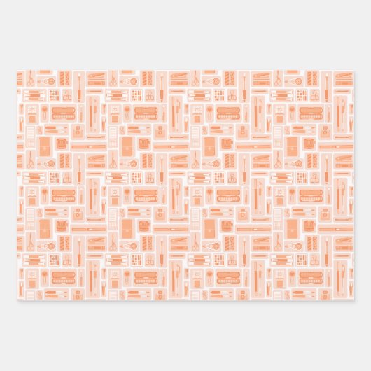 Schattigee Kunst Levert Roze Sinaasappel Rood Patr Inpakpapier Vel (Voorkant 2)