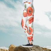 Schattigee Kunst Rood Wit Poppy Bold Bloemen Water Leggings