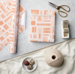 Schattigee kunstbenodigdheden Peach Oranje Pattern Cadeaupapier