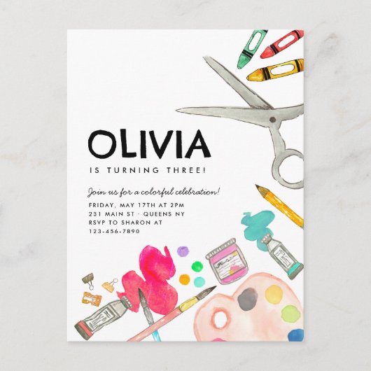 Schattigee Kunstenaar Verf Tekenen Feestschilderij Briefkaart (Voorkant)