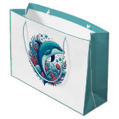 Schattigee, kust/nautische dolfijn groot cadeauzakje (Achterkant Gekanteld)