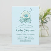 Schattigee kwal Baby shower Kawaii Blue Boy Kaart (Staand voorkant)