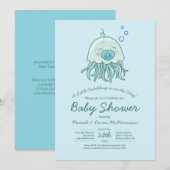 Schattigee kwal Baby shower Kawaii Blue Boy Kaart (Voorkant / Achterkant)
