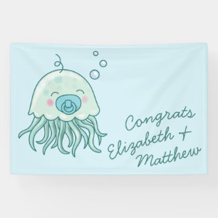 Schattigee kwal Baby shower Kawaii Blue Boy Spandoek