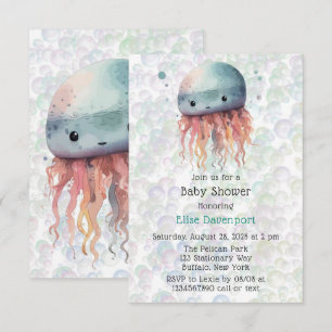 Schattigee Kwallen Bubbles Neutraal Baby shower ui Bedankkaart