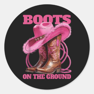 Schattigee laarzen op de grond Linedance Western C Ronde Sticker