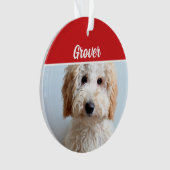 Schattigee Labradoodle Hond Vakantie Kerstfoto Ornament (voorkant)