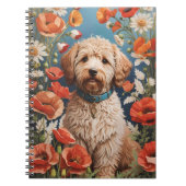 Schattigee labradoodle madeliefje en papaverbloem notitieboek (Voorkant)