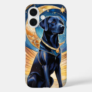 Schattigee Labrador Retriever Glas in lood Moon &  iPhone 16 Hoesje