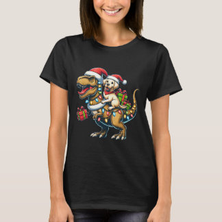 Schattigee Labrador Retriever Puppy rijdt TRex in  T-shirt