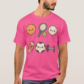 Schattigee Lachende Basketbal Kawaii Sport T-shirt