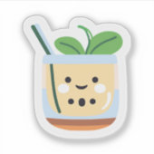 Schattigee lachende Boba Tea | Happy Face Schattig Sticker (Voorkant)