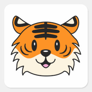 Schattigee Lachende Cartoon Tijger Vierkante Sticker