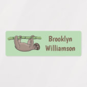 Schattigee lachende luiaard op bamboe cartoon gepe labels (Design 2)