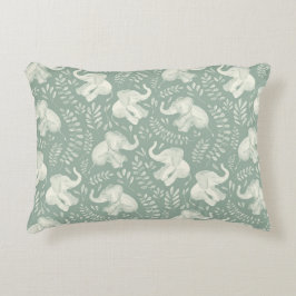 Schattigee lachende olifanten in crème en salie gr accent kussen