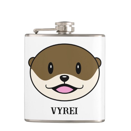Schattigee lachende otter heupfles (Voorkant)