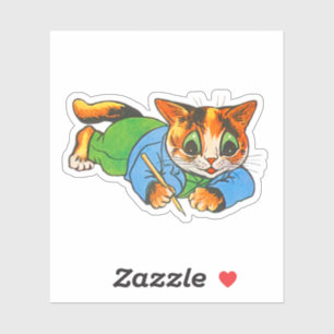 Schattigee Lachende Retro 1930 Cartoon Cat Writers Sticker