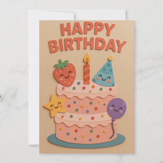 Schattigee lachende verjaardagstaart (Voorkant)