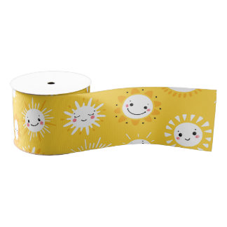 Schattigee lachende zon cartoon kunst grosgrain lint