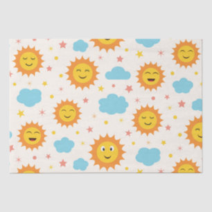 Schattigee Lachende Zonneschijn met Wolken en Ster Tissuepapier