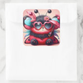 Schattigee Lady Bug Paraplu Vierkante Sticker (Tas)