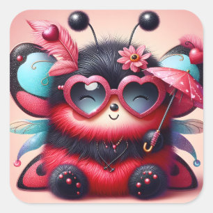 Schattigee Lady Bug Paraplu Vierkante Sticker