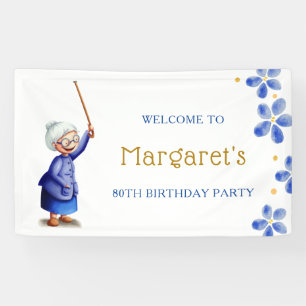 Schattigee Lady Floral 80ste verjaardag Spandoek