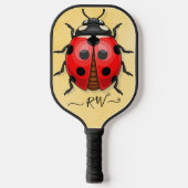 Schattigee Ladybug-afbeelding met initialen Pickleball Paddle (Voorkant)