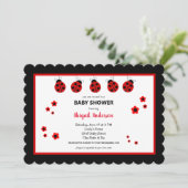 Schattigee Ladybug Polka Dots Baby shower Invitati Kaart (Staand voorkant)