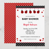 Schattigee Ladybug Polka Dots Baby shower Invitati Kaart (Voorkant / Achterkant)