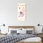Schattigee lama met aangepaste achtergrondkleur canvas afdruk (Insitu (Slaapkamer))