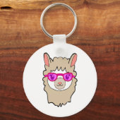 Schattigee lama met glastekening sleutelhanger (Voorkant)