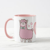 Schattigee lama met roze harten meisjesnaam Monogr Mok (Links)
