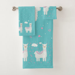 Schattigee lama patroon mint achtergrond bad handdoek