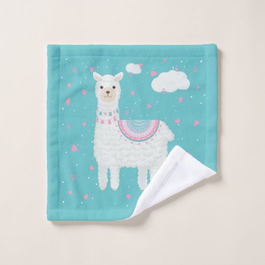 Schattigee lama patroon mint achtergrond bad handdoek (Wasdoekje)