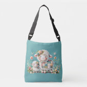 Schattigee lammeren met bloemen en patchwork accen crossbody tas (Voorkant)