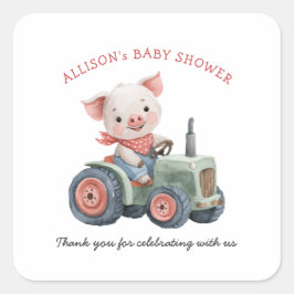 Schattigee landbouwhuisdieren Baby shower van vark Vierkante Sticker