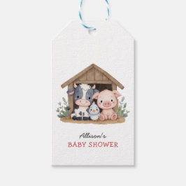 Schattigee landbouwhuisdieren Baby shower voor de Cadeaulabel