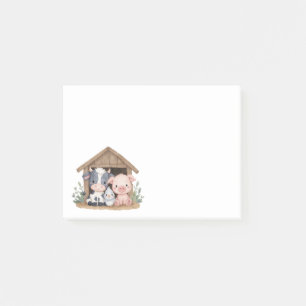 Schattigee landbouwhuisdieren Koe van varkens Post-it® Notes