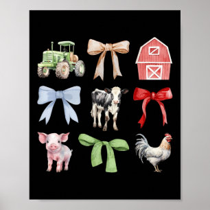 Schattigee landbouwhuisdieren Koe Varkenskip Coque Poster