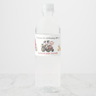 Schattigee landbouwhuisdieren Koe varkensvlees Bab Waterfles Etiket