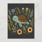 Schattigee Landschildpad Wildflower Summer Graphic Briefkaart (Voorkant)
