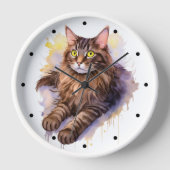 Schattigee Lange Haired Tabby Cat Waterverf Illust (Voorkant)
