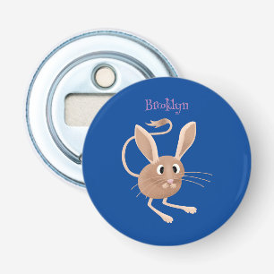 Schattigee lange oren jerboa cartoon illustratie button flesopener