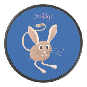 Schattigee lange oren jerboa cartoon illustratie hockey puck