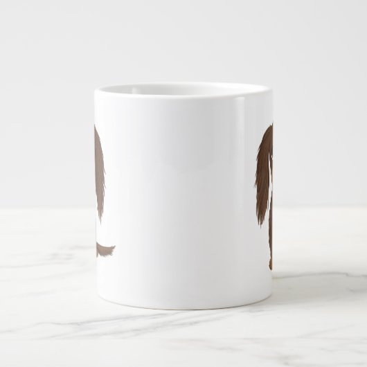 Schattigee langharige chocolade bruine teckel extra grote beker (Voorkant)