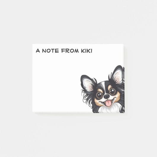 Schattigee langharige driekleur Chihuahua Post-it® Notes (Voorkant)