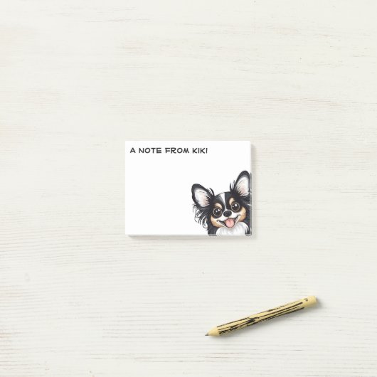Schattigee langharige driekleur Chihuahua Post-it® Notes (Op bureau)