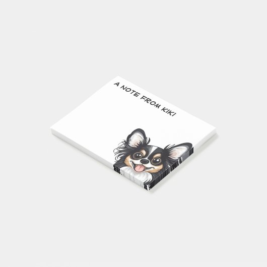 Schattigee langharige driekleur Chihuahua Post-it® Notes (Schuin)