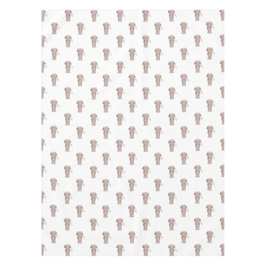 Schattigee langharige teckel worst hond tafelkleed (Voorkant)